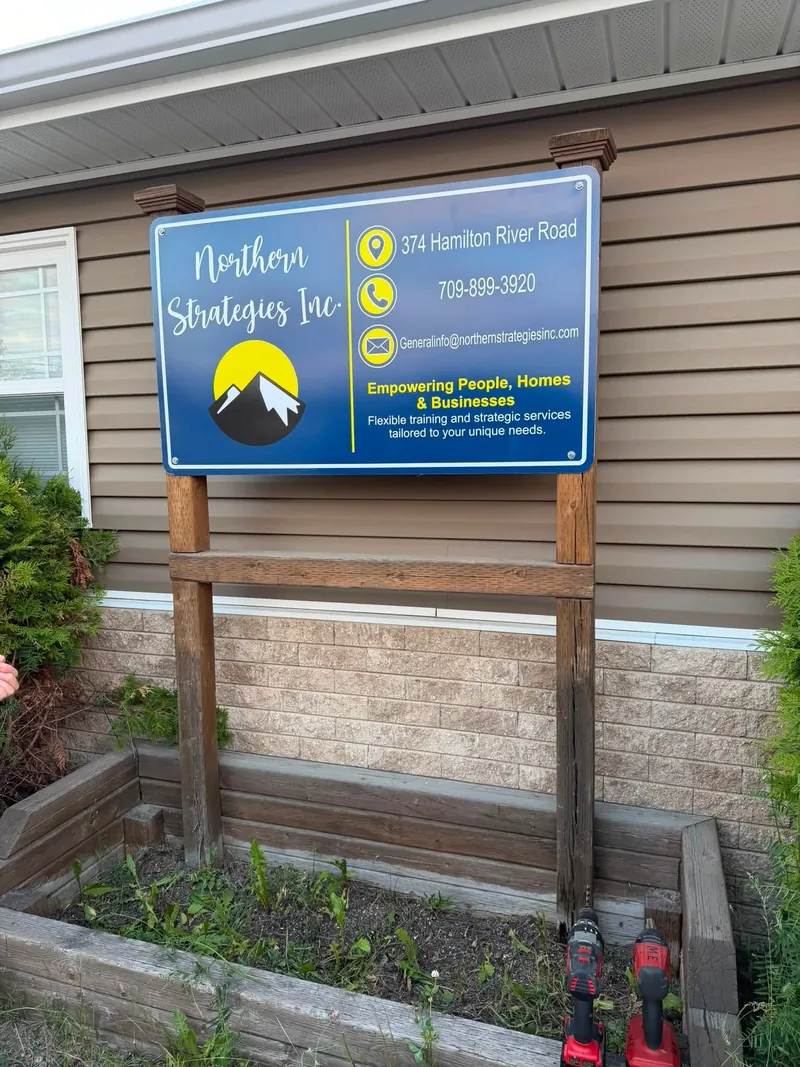 Northern Strategies sign outside 374 Hamilton River Road